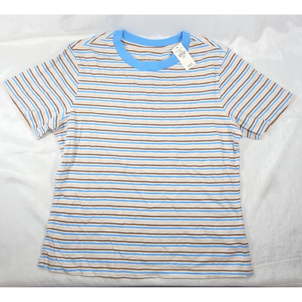 Aerie Always & Forever Real Women's Striped Short Sleeve Tee - Blue - XS